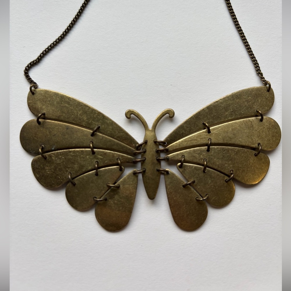 Butterfly Necklace in Antique Brass - Picture 6 of 6